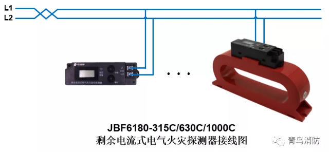 測溫式<a href=http://hrbbcq.com/dianqihuozai/ target=_blank class=infotextkey>電氣火災(zāi)監(jiān)控</a>探測器JBF6180（315C/630C/1000C）<a href=http://hrbbcq.com/dianqihuozai/ target=_blank class=infotextkey>電氣火災(zāi)監(jiān)控</a>系統(tǒng)產(chǎn)品接線圖
